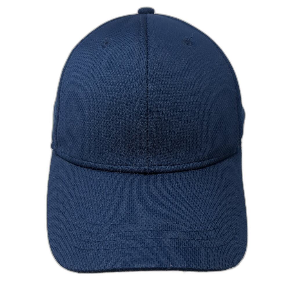 Athletic Works Fitted Baseball Cap Blue Solid Medium Vent Holes Blank